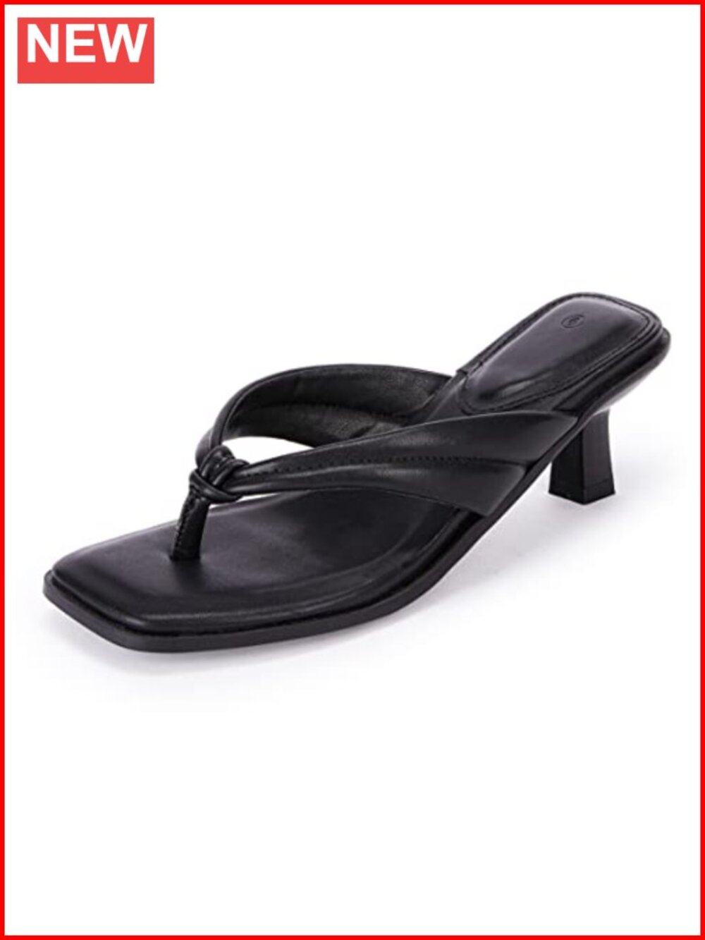 Womens Kitten Heel Thong Sandals Square Open Toe Slip On Low Stacked Heeled